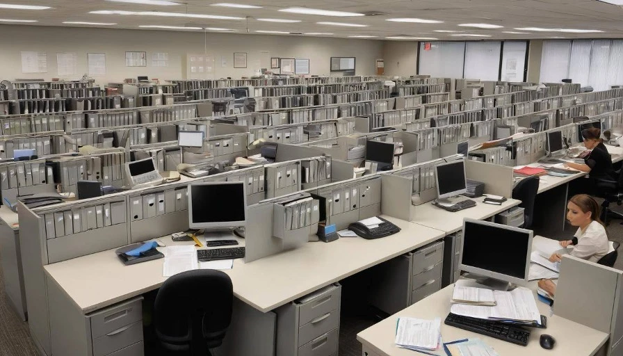 HR office full of empty cubicles